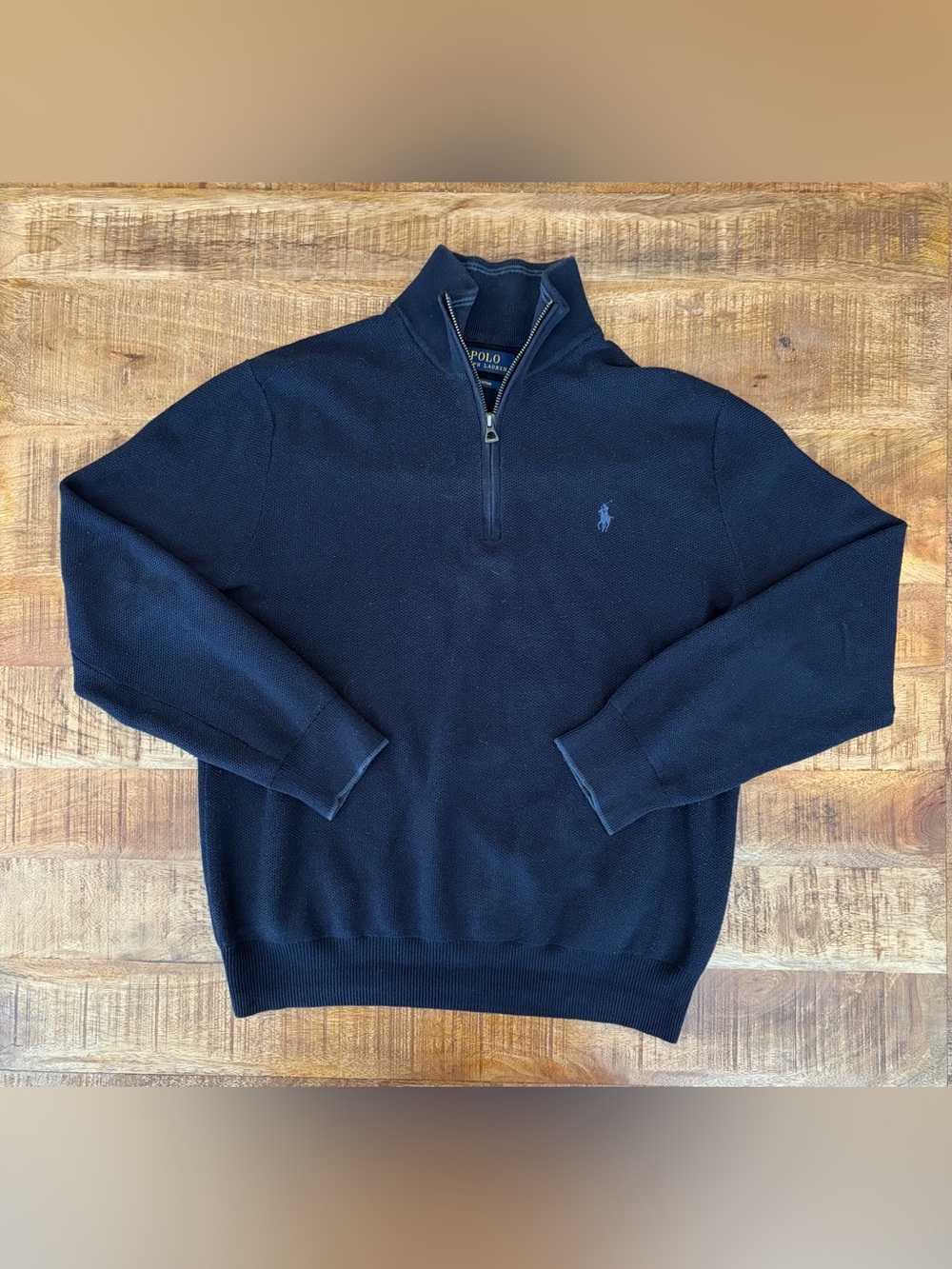 Polo Ralph Lauren Mesh-Knit Pima Cotton 1/4 Zip Pullover Sweater